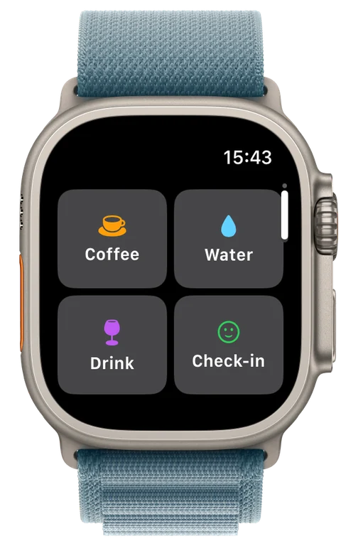Svanu on Apple Watch Ultra 3: one-tap logging for coffee, water, drinks and the daily check-in