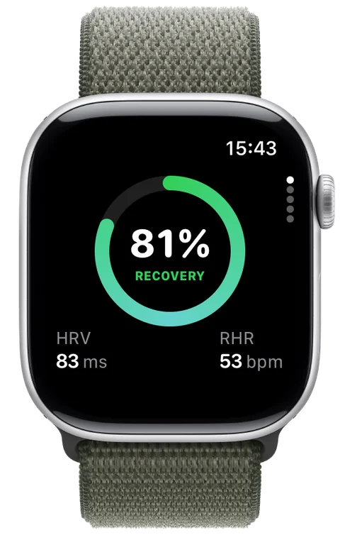 Svanu on Apple Watch Series 11: recovery 81 percent with HRV and resting heart rate
